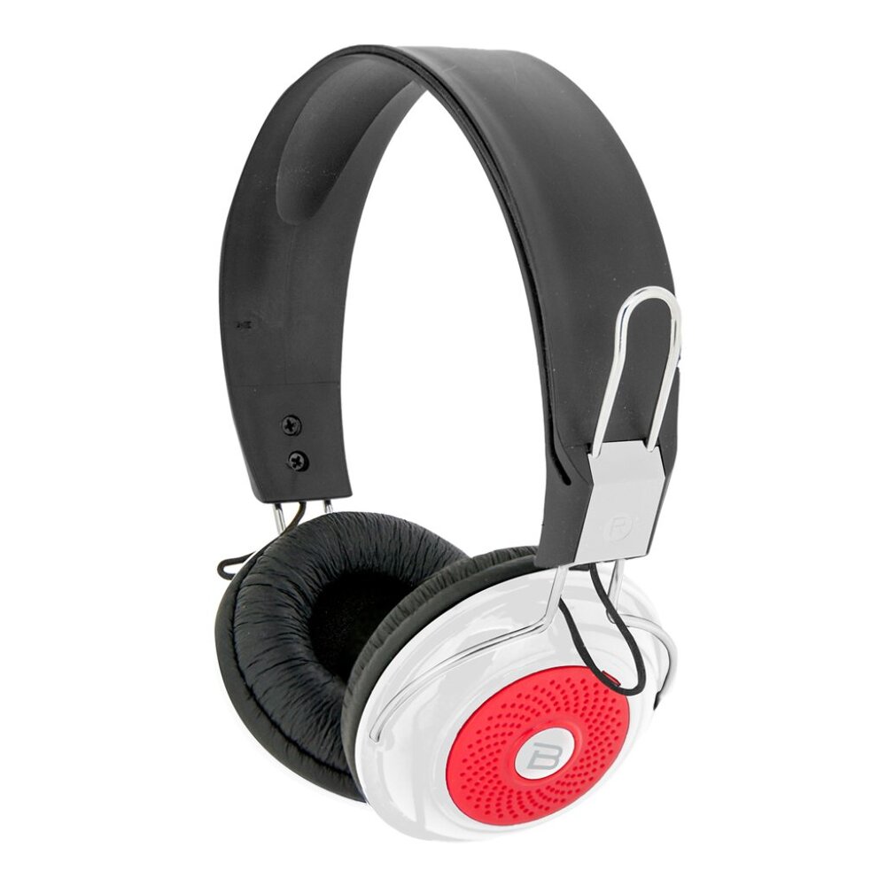 NIB Bytech Stereo Headphones DJ Style Headset (White/Red)